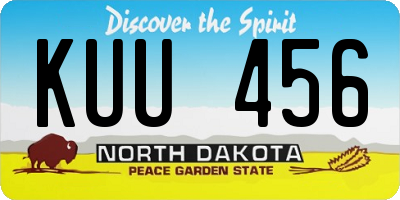 ND license plate KUU456