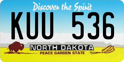 ND license plate KUU536