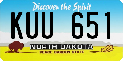 ND license plate KUU651