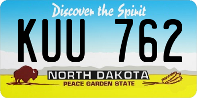 ND license plate KUU762