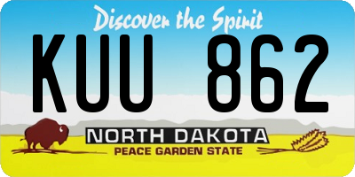 ND license plate KUU862
