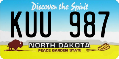 ND license plate KUU987