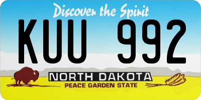 ND license plate KUU992