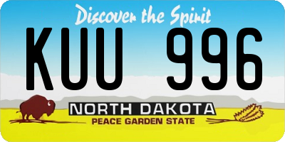ND license plate KUU996