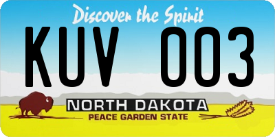 ND license plate KUV003