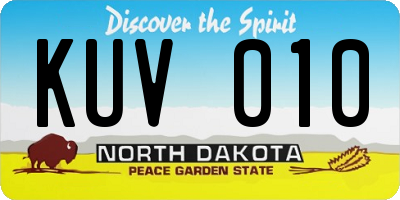 ND license plate KUV010