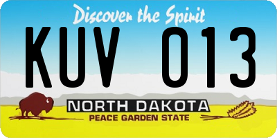 ND license plate KUV013