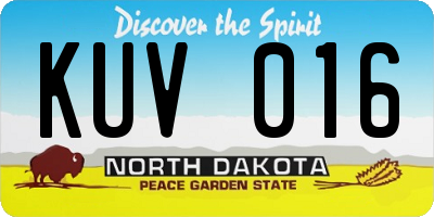 ND license plate KUV016