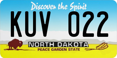 ND license plate KUV022