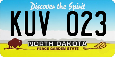 ND license plate KUV023