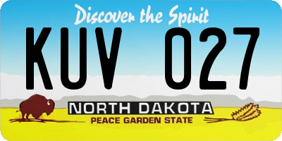 ND license plate KUV027