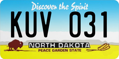 ND license plate KUV031