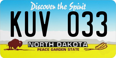 ND license plate KUV033