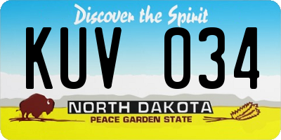ND license plate KUV034