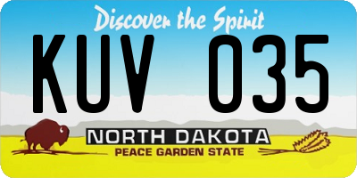 ND license plate KUV035