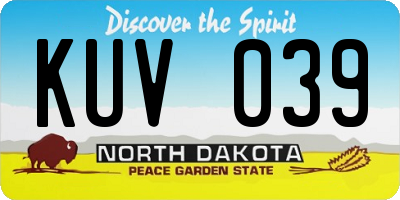 ND license plate KUV039