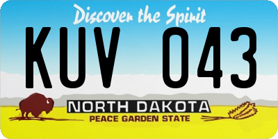 ND license plate KUV043
