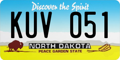 ND license plate KUV051