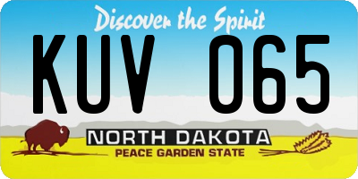 ND license plate KUV065