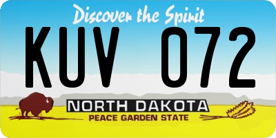 ND license plate KUV072