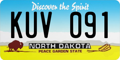 ND license plate KUV091