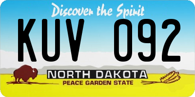 ND license plate KUV092