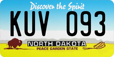 ND license plate KUV093