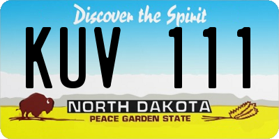 ND license plate KUV111