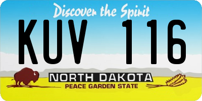 ND license plate KUV116
