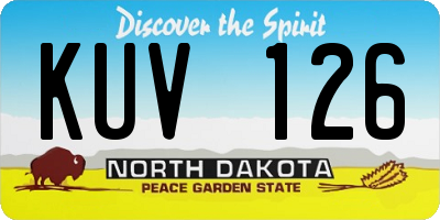 ND license plate KUV126