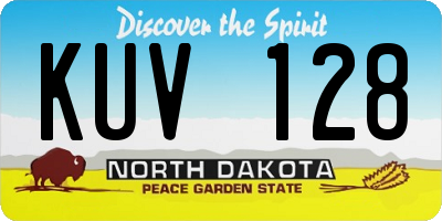 ND license plate KUV128
