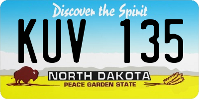 ND license plate KUV135