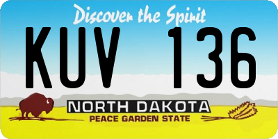 ND license plate KUV136
