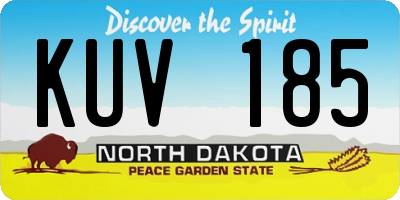 ND license plate KUV185