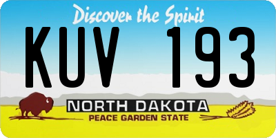 ND license plate KUV193