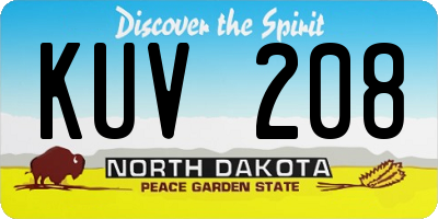 ND license plate KUV208