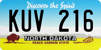 ND license plate KUV216