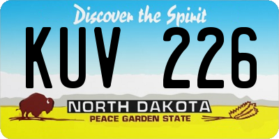 ND license plate KUV226