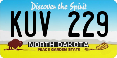 ND license plate KUV229