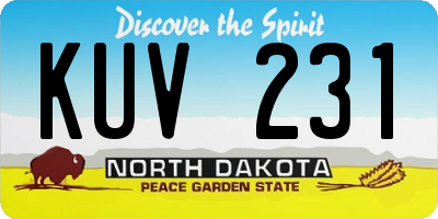 ND license plate KUV231
