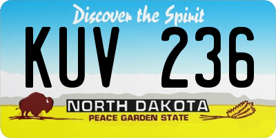 ND license plate KUV236