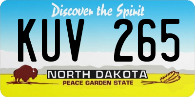 ND license plate KUV265