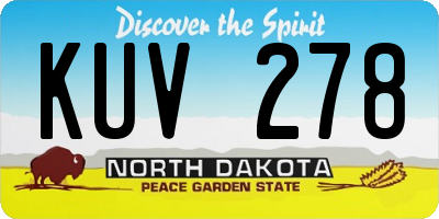 ND license plate KUV278