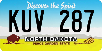 ND license plate KUV287