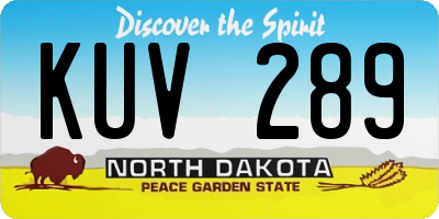 ND license plate KUV289