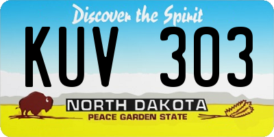 ND license plate KUV303
