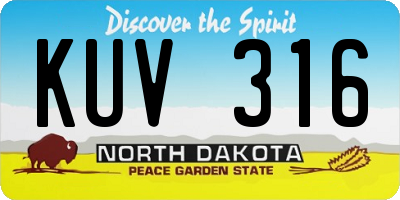 ND license plate KUV316
