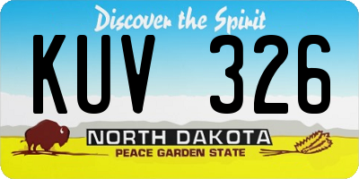 ND license plate KUV326
