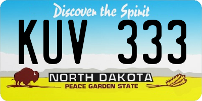 ND license plate KUV333