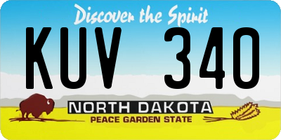 ND license plate KUV340